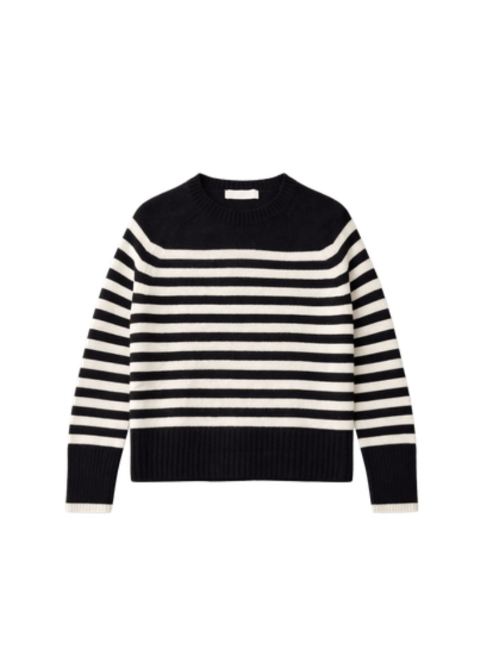 Everlane Black and White Striped Crewneck Sweater